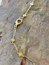 Load image into Gallery viewer, Gold tone Best Life Ever Lanyard style necklace with daisy paper clip chain and bow charm