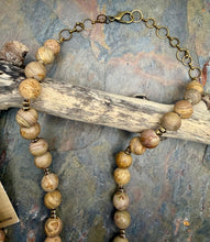 Load image into Gallery viewer, Wood Grain Jasper Stone Statement Pendant Necklace Set