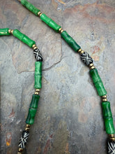Load image into Gallery viewer, Green Quartz Stone Beaded Jewelry Set with Bone Beads