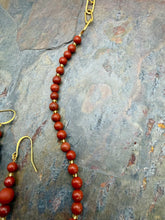 Load image into Gallery viewer, Carnelian Pendant Necklace and Earring Jewelry Set with Red Jasper beads