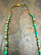 Load image into Gallery viewer, Bright Aqua Imperial Jasper Stone Pendant Necklace Set