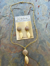 Load image into Gallery viewer, Jasper jewelry set with brass charms