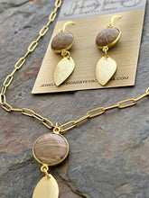 Load image into Gallery viewer, Jasper jewelry set with brass charms