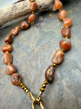 Load image into Gallery viewer, Carnelian and Agate Stone Interchangeable Necklace with Two Semi Precious Gemstone Pendants