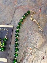 Load image into Gallery viewer, Dark Green Glass Beaded Necklace and Earring Set