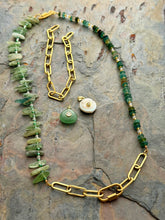 Load image into Gallery viewer, Green Kyanite and Ancient Roman Glass Interchangeable Necklace Set with Aventurine and FWP Pendants