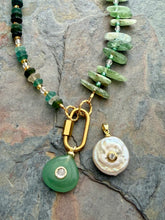 Load image into Gallery viewer, Green Kyanite and Ancient Roman Glass Interchangeable Necklace Set with Aventurine and FWP Pendants