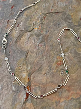 Load image into Gallery viewer, Silver tone Best Life Ever Lanyard style necklace with rhinestone paper clip chain and bow charm