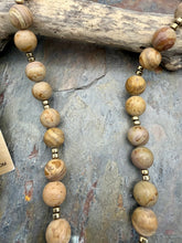 Load image into Gallery viewer, Wood Grain Jasper Stone Statement Pendant Necklace Set