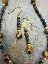 Load image into Gallery viewer, Tiger’s Eye Pendant Necklace and Earring Jewelry Set