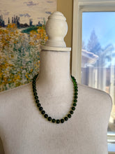 Load image into Gallery viewer, Dark Green Glass Beaded Necklace and Earring Set