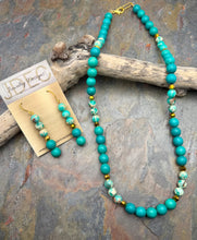 Load image into Gallery viewer, Magnesite Stone Beaded Necklace and Earring Set
