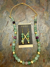 Load image into Gallery viewer, AAA Faceted Fluorite Stone Beaded Necklace with Earrings
