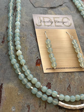 Load image into Gallery viewer, Light blue Chalcedony stone nesting necklace and earring set
