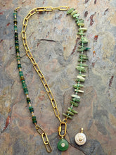 Load image into Gallery viewer, Green Kyanite and Ancient Roman Glass Interchangeable Necklace Set with Aventurine and FWP Pendants
