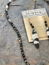 Load image into Gallery viewer, Zebra Jasper Jewelry Set with bronze accents
