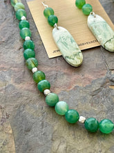 Load image into Gallery viewer, Green Botswana Agate and Saturn Chalcedony stone Jewelry Set
