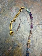 Load image into Gallery viewer, Fluorite Beaded Necklace with Heart Shaped Amethyst Pendant
