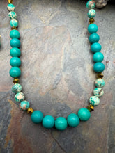 Load image into Gallery viewer, Magnesite Stone Beaded Necklace and Earring Set
