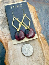 Load image into Gallery viewer, Rhodonite Stone Earrings with Brass Connectors
