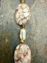 Load image into Gallery viewer, Moonstone Heart Pendant Necklace with Shell and Czech Glass Pearl Beads
