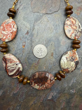 Load image into Gallery viewer, Mushroom Jasper and Tiger’s Eye Stone Statement Necklace

