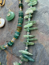 Load image into Gallery viewer, Green Kyanite and Ancient Roman Glass Interchangeable Necklace Set with Aventurine and FWP Pendants
