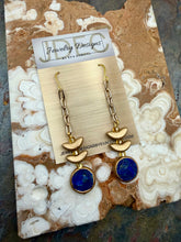 Load image into Gallery viewer, Lapis Lazuli Stone Dangle Earrings with Czech Glass
