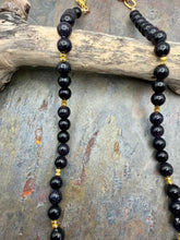 Load image into Gallery viewer, Blue Goldstone Stone Beaded Necklace with Freshwater Pearl Focal
