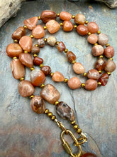 Load image into Gallery viewer, Carnelian and Agate Stone Interchangeable Necklace with Two Semi Precious Gemstone Pendants
