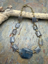 Load image into Gallery viewer, Gray Agate Stone Statement Beaded Necklace
