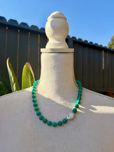 Load image into Gallery viewer, Magnesite  Stone Beaded Asymmetrical Necklace with Freshwater Pearl Focal
