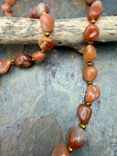 Load image into Gallery viewer, Carnelian and Agate Stone Interchangeable Necklace with Two Semi Precious Gemstone Pendants
