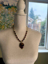 Load image into Gallery viewer, Dragon’s Vein Agate Pendant Necklace with Czech Glass Beads
