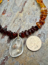 Load image into Gallery viewer, Ombre Amber Statement Necklace with Quartz Pendant
