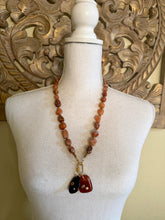 Load image into Gallery viewer, Carnelian and Agate Stone Interchangeable Necklace with Two Semi Precious Gemstone Pendants
