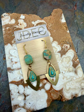Load image into Gallery viewer, Natural Turquoise Earrings with Brass Charms and Czech Glass
