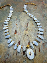 Load image into Gallery viewer, Blue Lace Agate Bib Style Pendant Necklace
