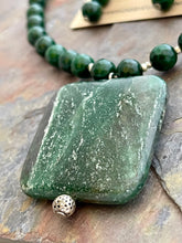 Load image into Gallery viewer, Serpentine and Green Quartz jewelry set with silver accents
