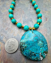 Load image into Gallery viewer, Magnesite and Czech Glass Jewelry Set with Turquoise Pendant
