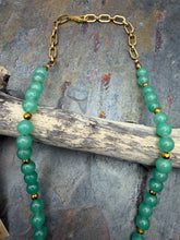 Load image into Gallery viewer, Green Aventurine Stone Jewelry Set with Druzy Geode Pendant
