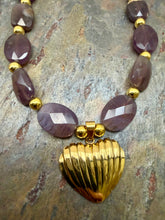 Load image into Gallery viewer, Plum Agate Stone Necklace Set with Heart Shaped Pendant

