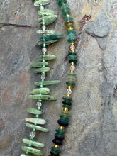 Load image into Gallery viewer, Green Kyanite and Ancient Roman Glass Interchangeable Necklace Set with Aventurine and FWP Pendants
