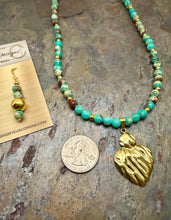Load image into Gallery viewer, Bright Aqua Imperial Jasper Stone Pendant Necklace Set
