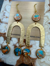 Load image into Gallery viewer, Natural Turquoise with Copper Arch Statement Earrings

