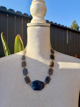 Load image into Gallery viewer, Gray Agate Stone Statement Beaded Necklace

