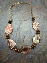 Load image into Gallery viewer, Mushroom Jasper and Tiger’s Eye Stone Statement Necklace
