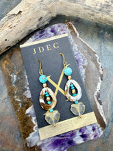 Load image into Gallery viewer, Agate Stone Earrings wirh Sleeping Beauty Turquoise, Magnesite and Czech Glass
