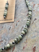 Load image into Gallery viewer, Green Hair Quartz beaded jewelry set with Czech glass
