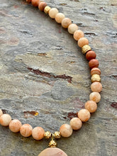 Load image into Gallery viewer, Sunstone and rust Jasper pendant necklace set
